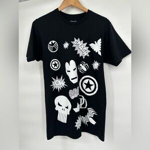 Black and white Marvel Avengers Unisex Graphic Tee